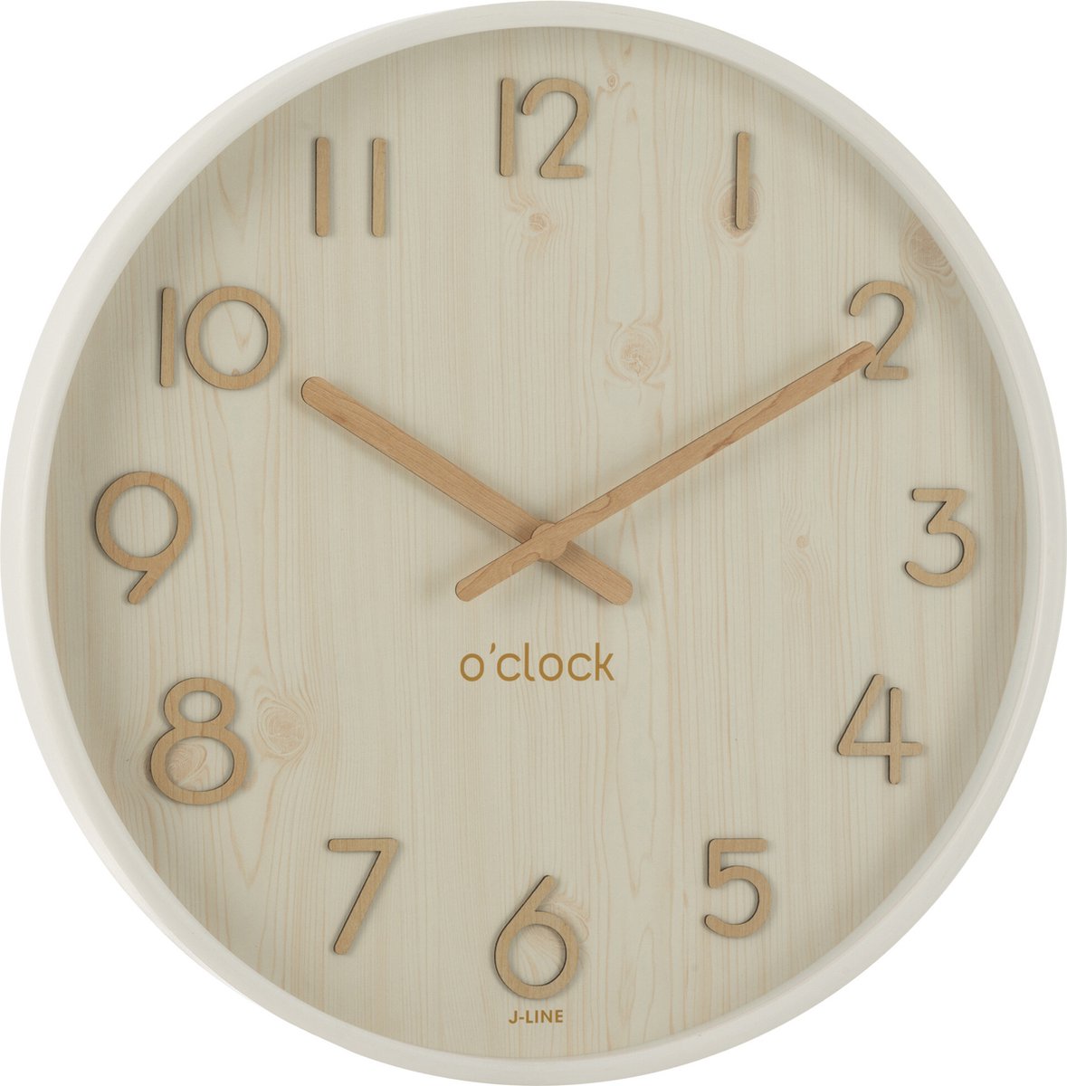 J-Line klok - multiplex/hout - wit - large - Ø 53 cm
