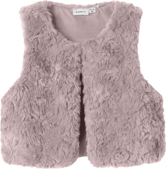 Gilet mini fille Name It en fausse fourrure nano lilas bruni