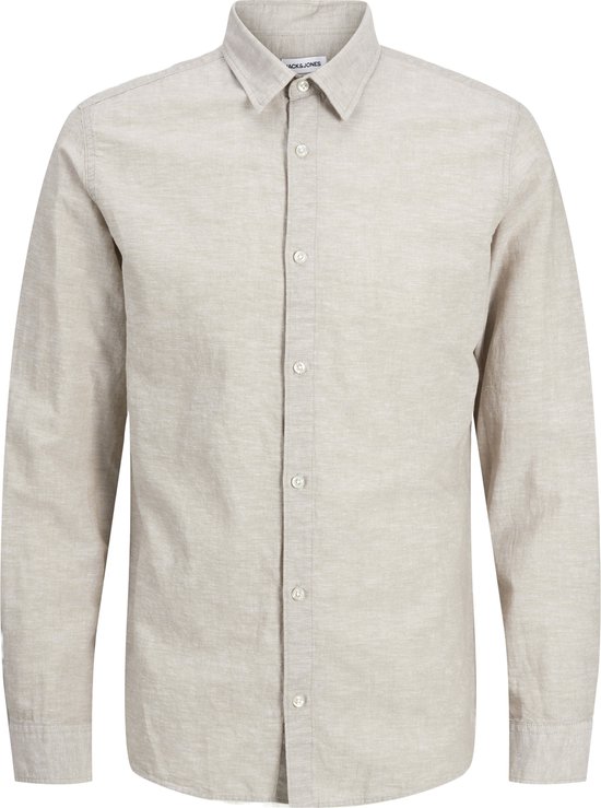 JACK&JONES PLUS JJEBREEZE LINEN BLEND SHIRT LS SN PLS Heren Overhemd - Crockery