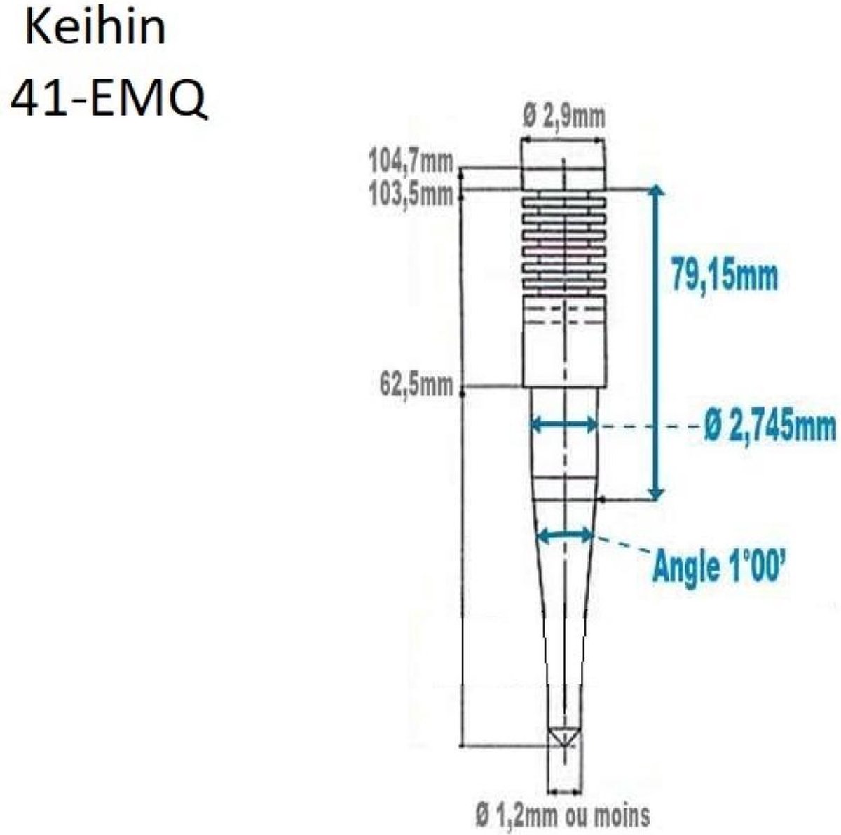Aiguille de carburateur Keihin FCR 35 à 41mm référence 41-EMQ Neuf pour moto