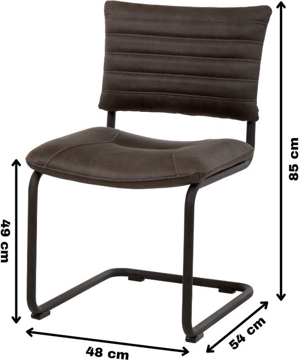 WAYS. – Klassieke eetkamerstoelen – Antraciet – Kunstleren design – Metalen poten – 6 stuks