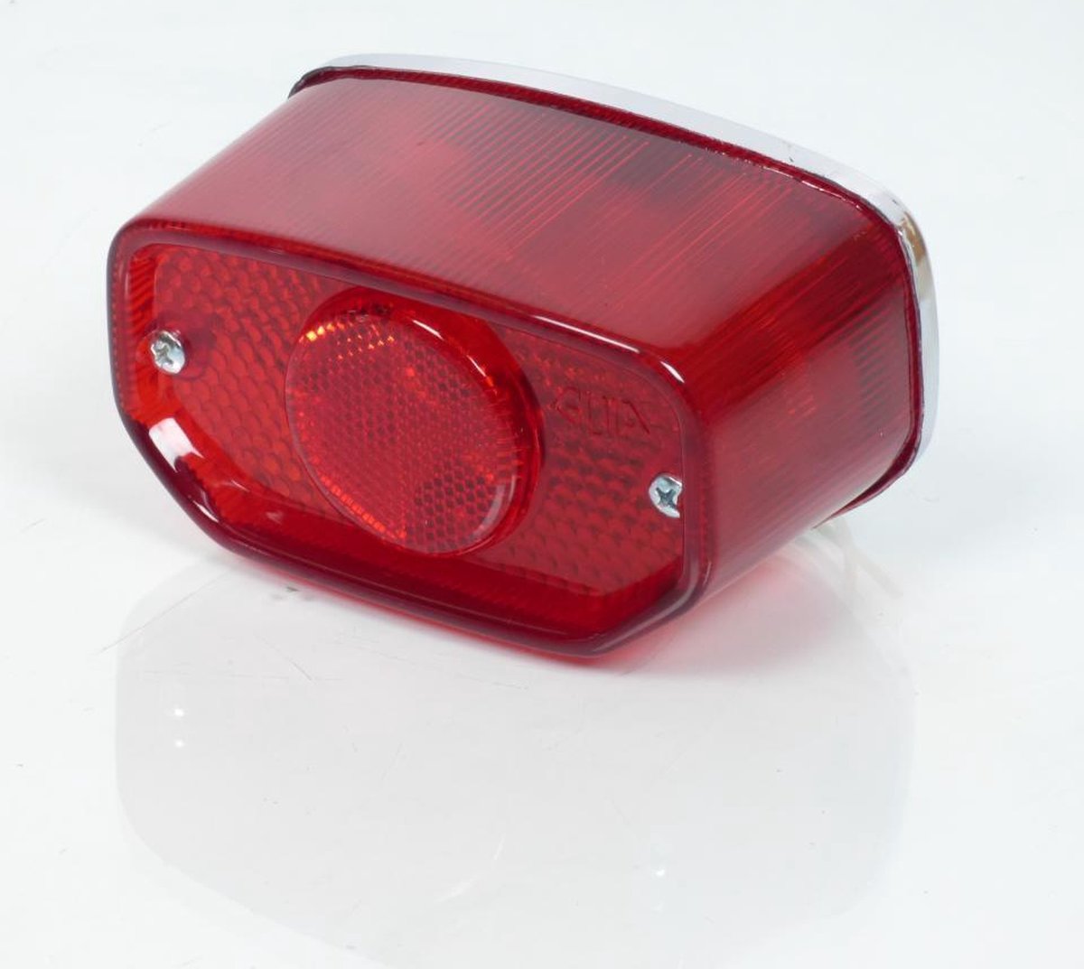 Feu arrière Guia rouge et chromé universel cyclo mobylette cyclomoteur mob pour moto