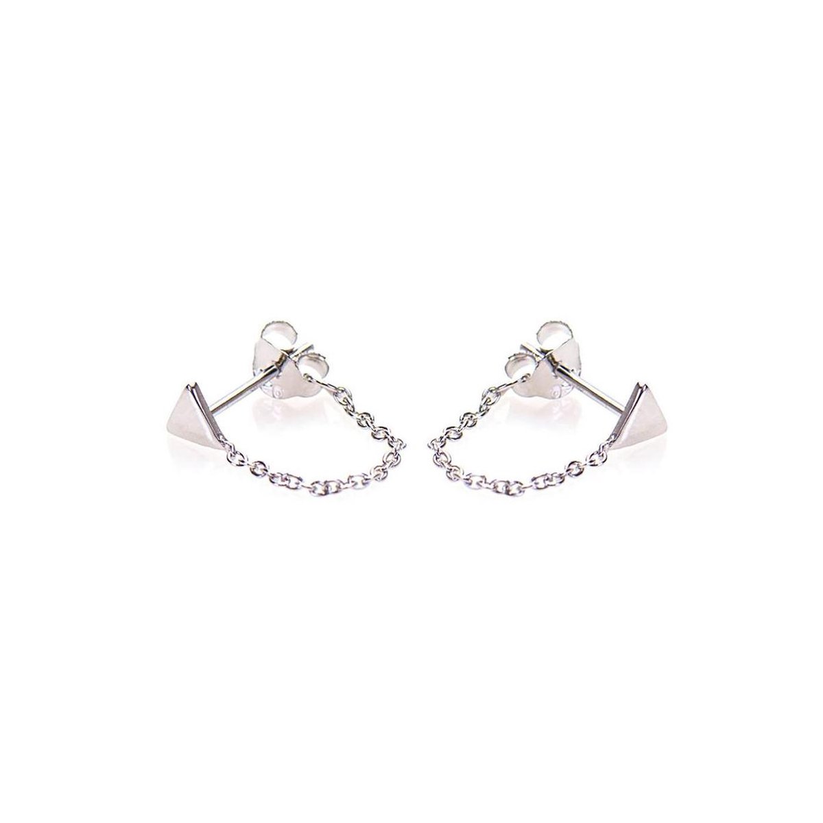 Karma Chain Triangle Silver Oorknoppen  - Zilver
