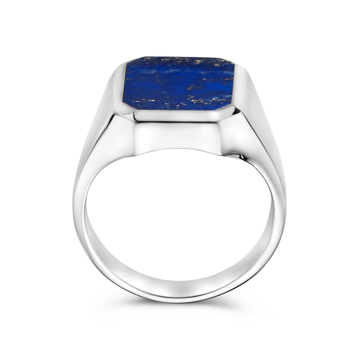 Zilver Zegelring Massief Lapis 13 X 11Mm Wit 1021780