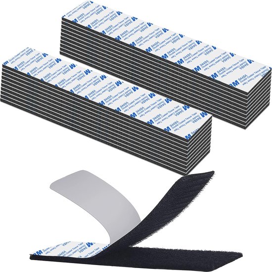 Velcro® zelfklevend klittenband, set haken & lusjes, sterke klittenband & kleefkracht, haakband & lusjesband, 50 mm x 1 m, wit