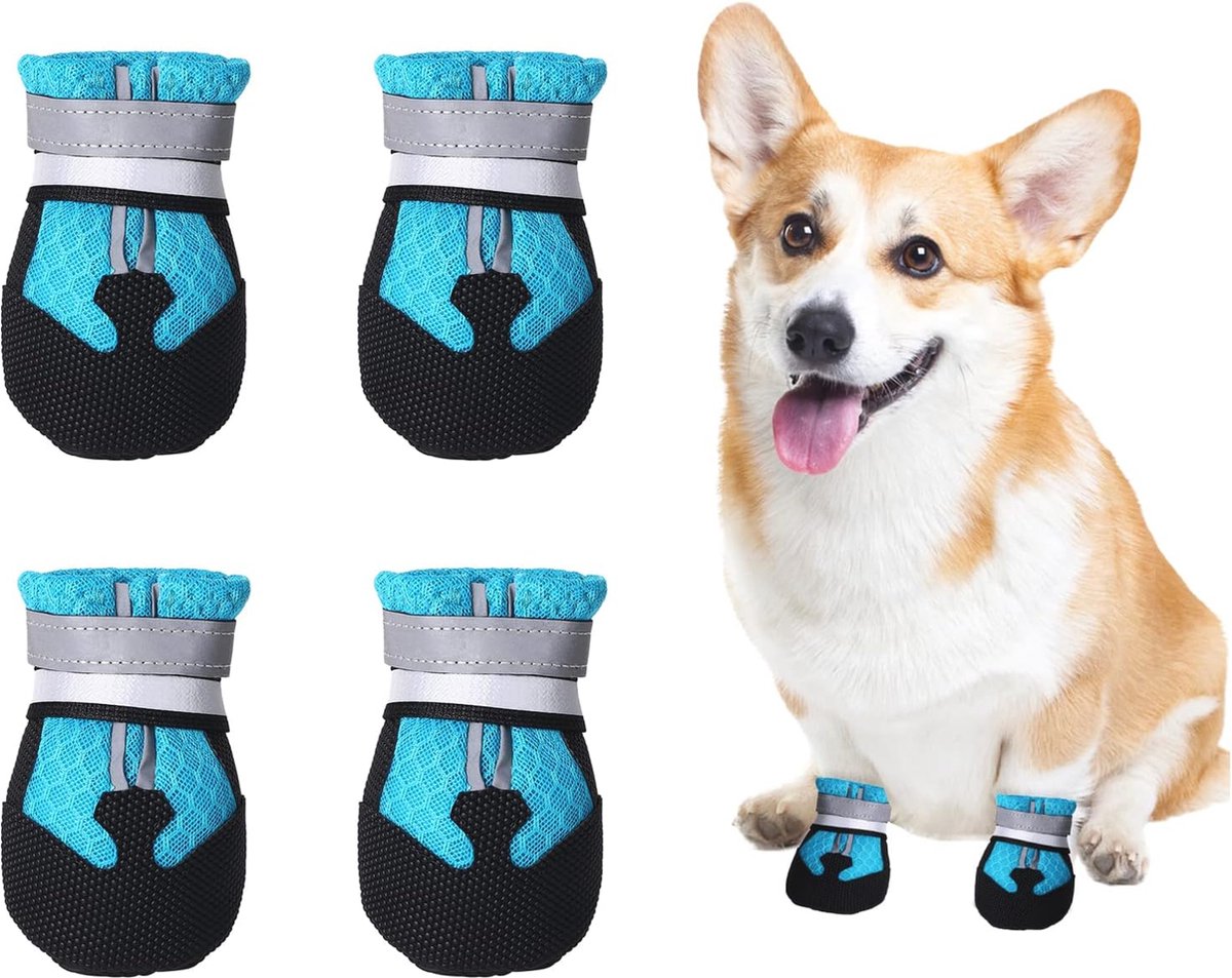 Hondenschoenen voor Pootbescherming - Waterdichte, Antislip Outdoor Hondenlaarzen met Reflecterende Sluiting en Klittenband voor Kleine, Middelgrote en Grote Honden