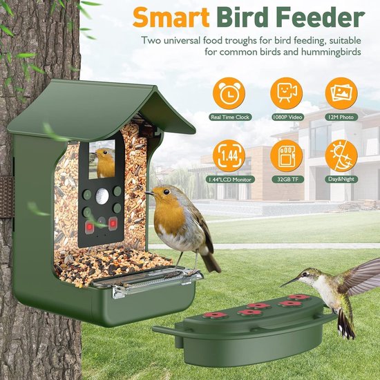 Rkdely Vogelvoederhuis met zonnepowered 1080p HD-camera, tuinhuisje
