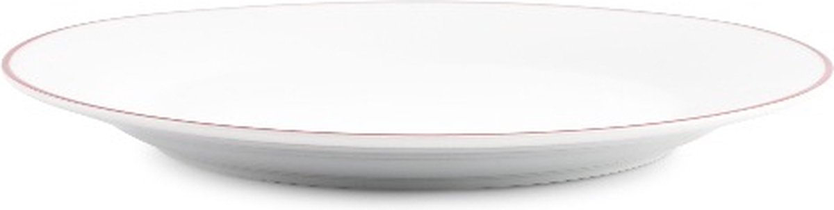 BonBistro Plat bord 20cm burgundy rim Basic White (Set van 6)