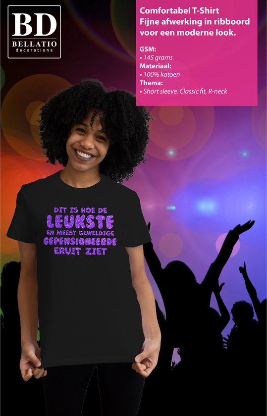 Bellatio Decorations Cadeau T-shirt dames - retraite - collègue le plus gentil - noir - violet pailleté - adieu XL