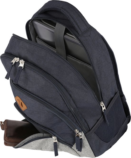 Sac à Dos Travelite Basic Melange - 20-29L Bleu Marine - Unisexe, Pour Ordinateur