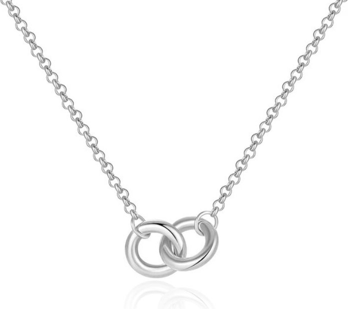 Elenza Zilveren Ketting met Twee Verweven Cirkelvormen in 925 Sterling Zilver