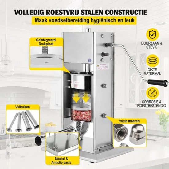 Worstenvuller deluxe - 5L - Worstmaker - Worstmachine - RVS van Merkloos — afbeelding 3