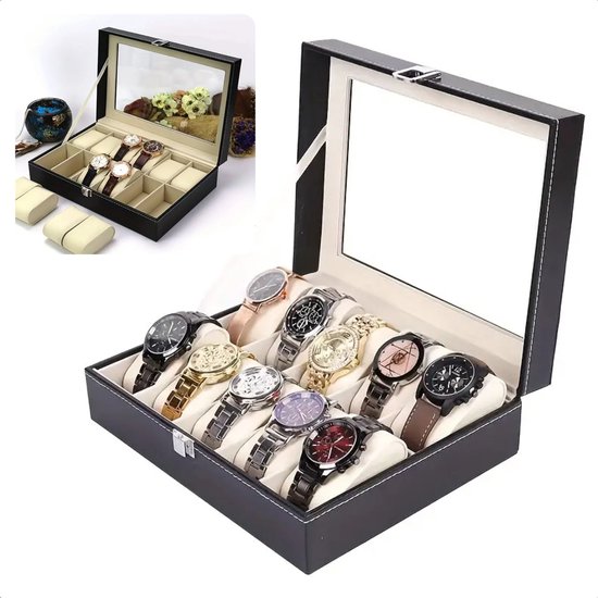 Gleza Luxe Leren Horlogebox met 20 Compartimenten – Perfect voor Horlo