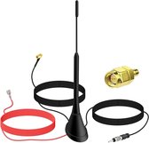 Digitale radio antenne voor auto met versterker - DAB+ FM/AM dakantenne met SMB-stekker DIN adapter - 5m kabel