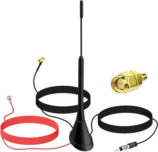 DAB+ Radio Antenne 5m - FM Antenne Mit 20dB Verstärkung SMA Anschluss