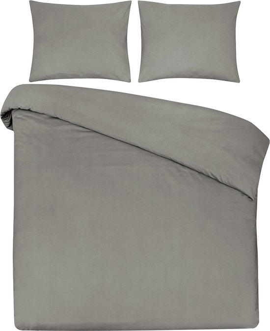 DoubleDry Housse de Couette 240x200/220 cm - 100% Katoen Doux - Certifié OEKO-TEX & BSCI - grège