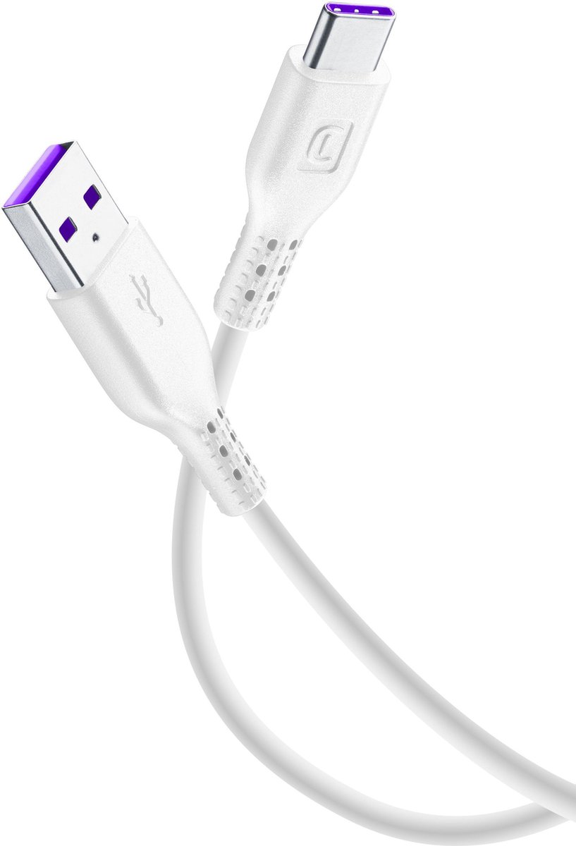 Cellularline - Usb kabel, usb-a naar usb-c 1,2m Huawei super charge, wit