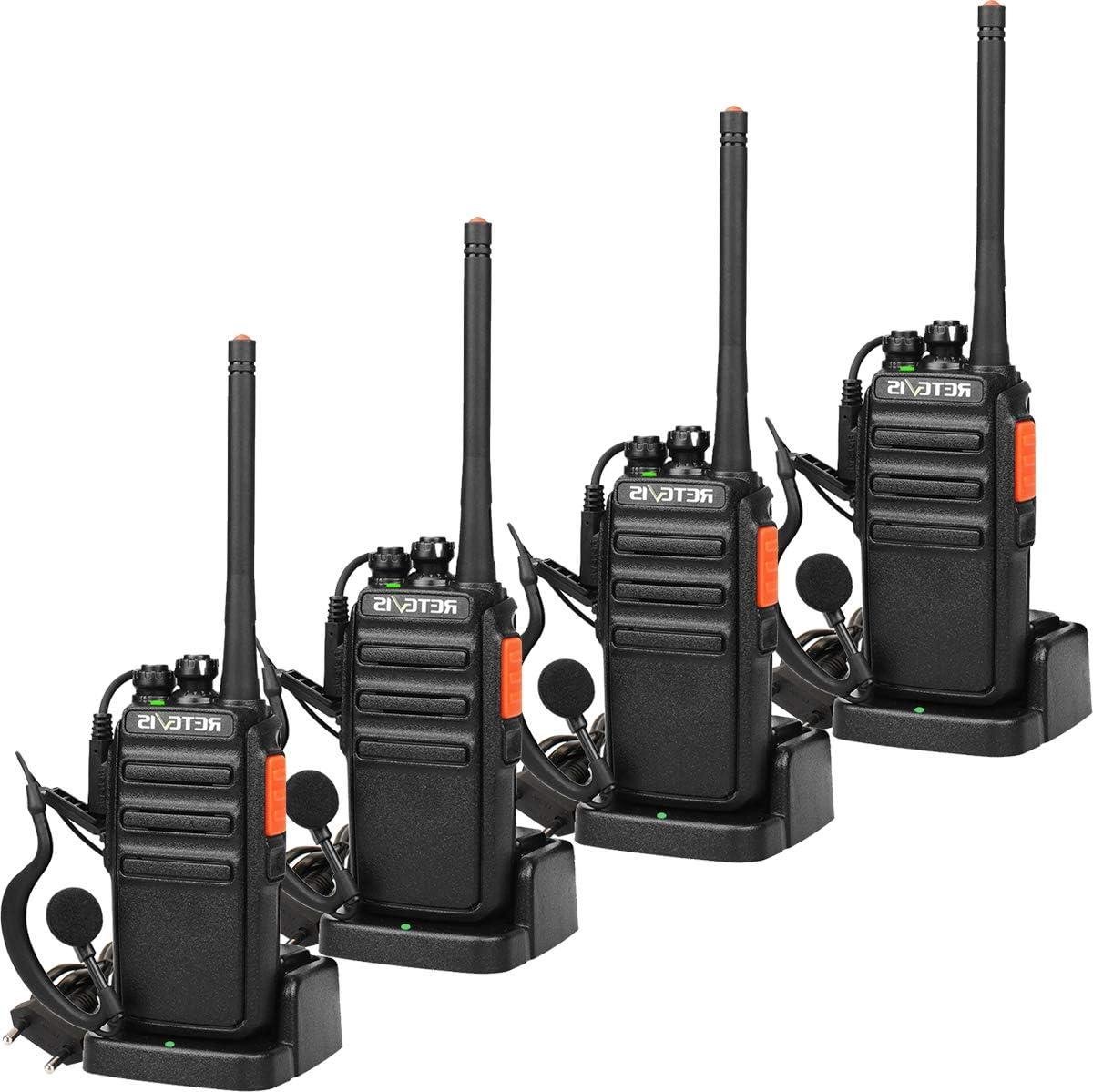 Walkie Talkie Headset RT24 Portofoons PMR446-16Kanalen CTCSS-DCS VOX Oplaadbaar EU-stekker Laadstation 1100mAh Lithium-ionbatterij 2 Paar Zwart