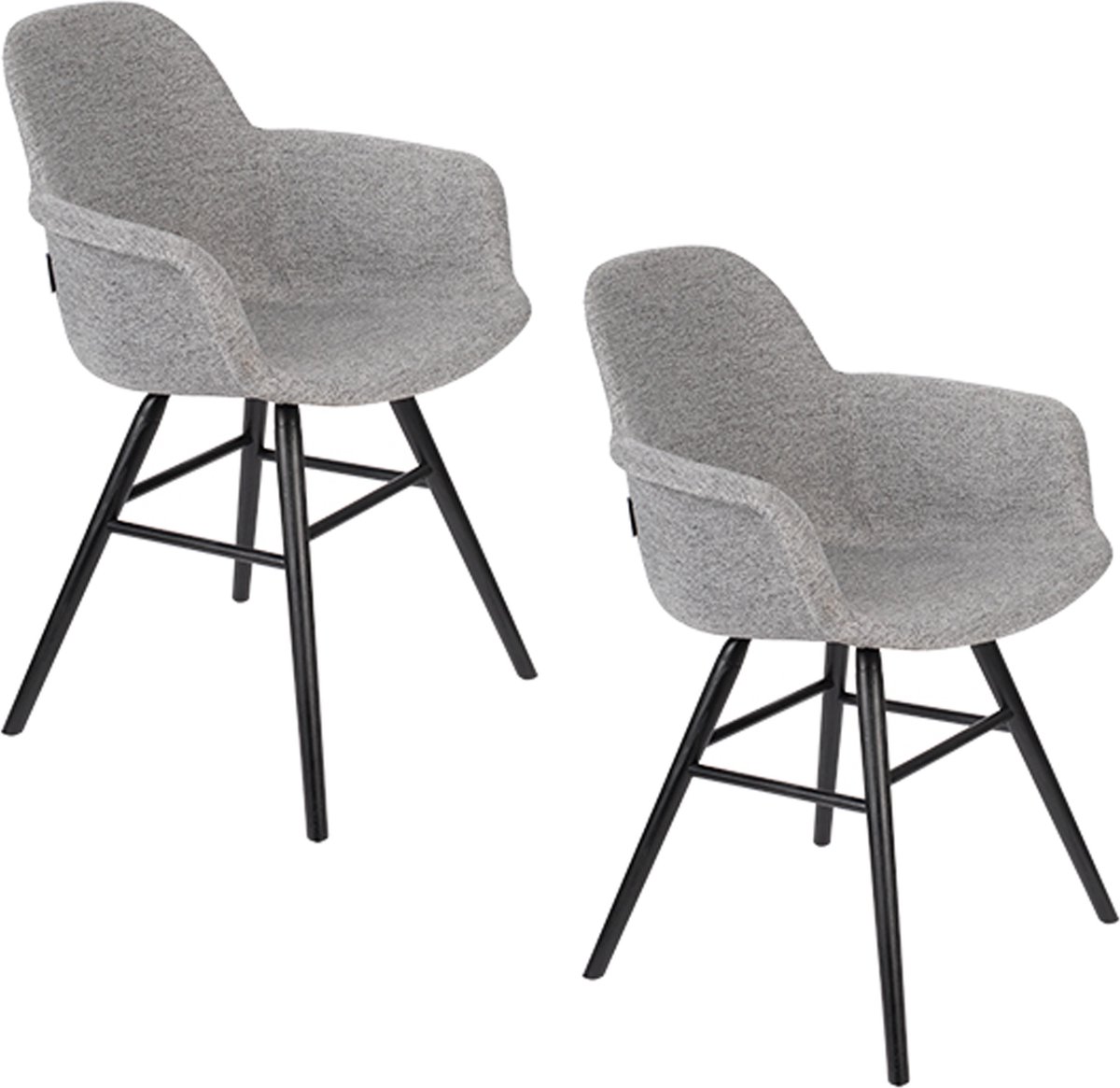 Zuiver Albert Kuip Soft Eetkamerstoelen Armleuning Lichtgrijs - Set van 2