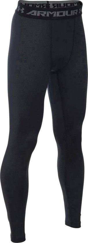 Zwarte Under Armour legging met een subtiel ruitpatroon en een logoband.