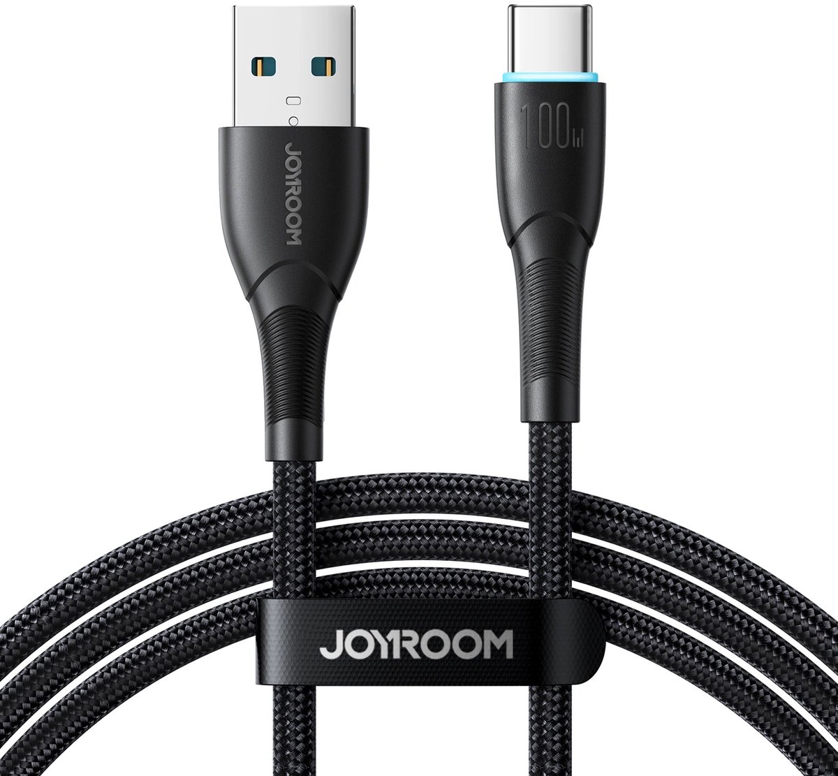 Joyroom - Starry Series - USB-A naar USB-C kabel - Nylon - Snellader - 100W - 1 Meter - Zwart