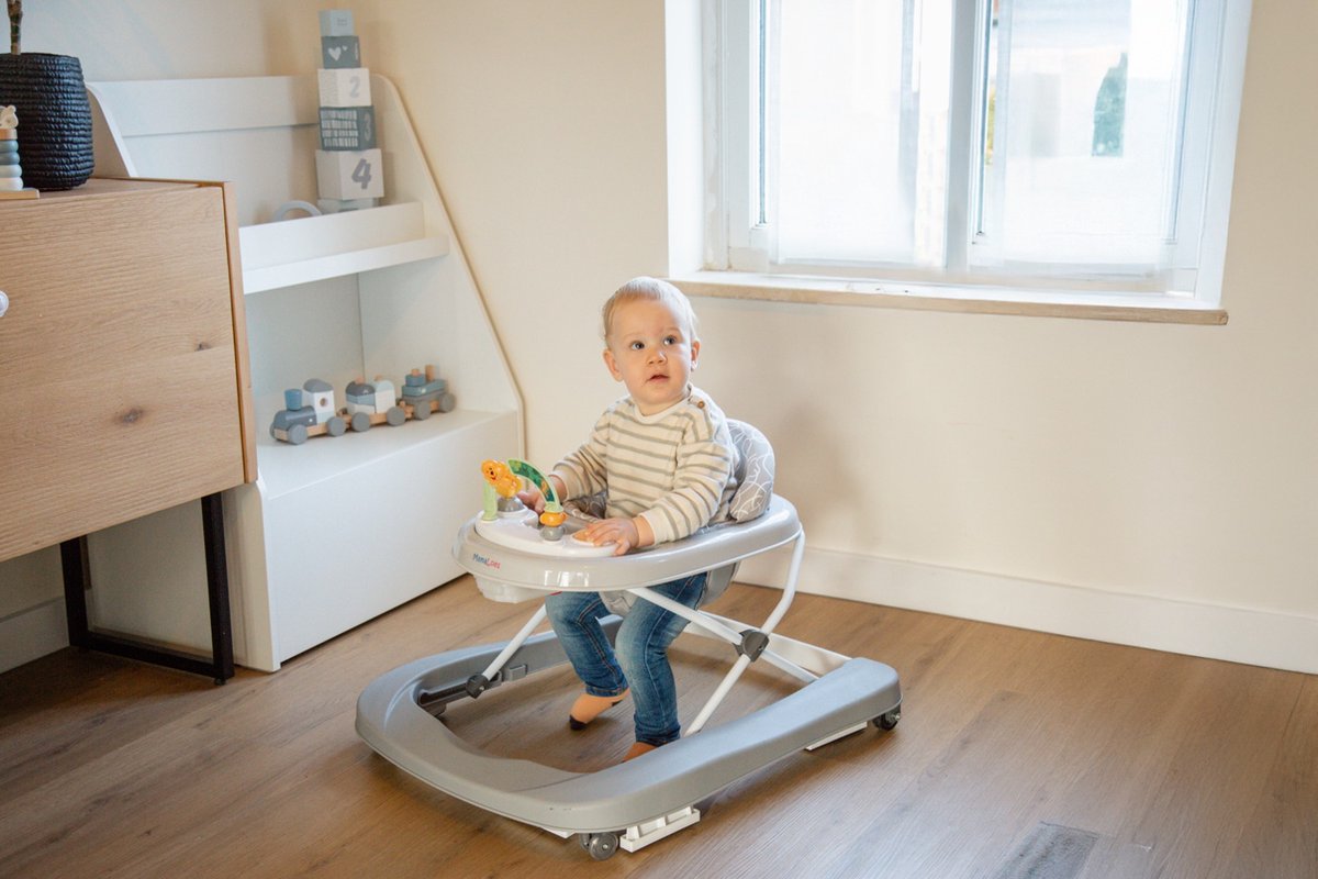 MamaLoes Loopstoel met Speelbord - Evi Grijs - Loopstoeltje Baby - Jongen & Meisje - Baby Walker met Wielen – foto 8