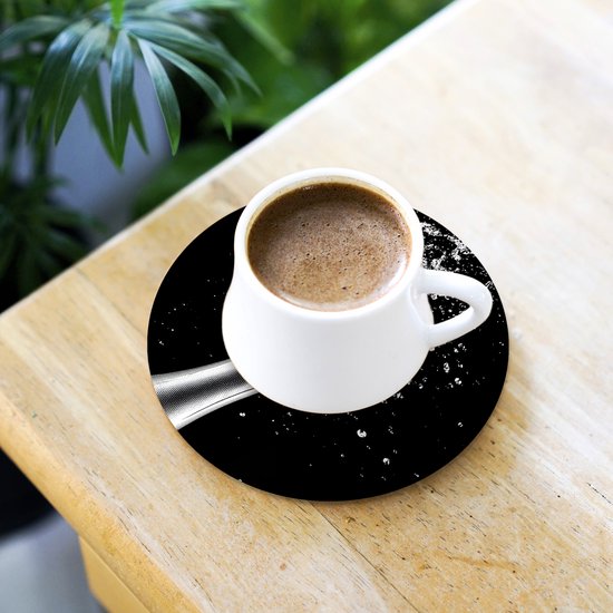 Dessous de verre Champagne - Noir - Éclaboussures - Éclatement - 10x10 cm - 6 morceaux - Sous pour Verres et Tasses