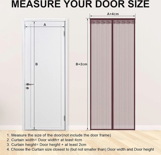 SHA2WEN Magnetische hordeur 50 x 205, verschillende maten, perfect voor thuis, eenvoudig te installeren, wit muggennet