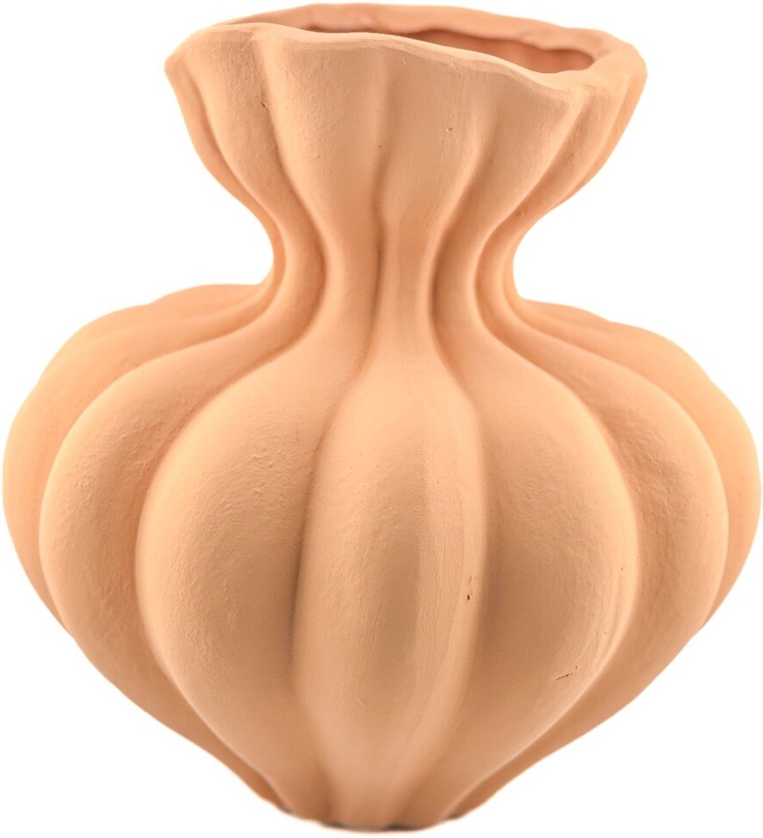 homebound by ky Aardewerk vaas organic sandstone | 22,5x22,5x22cm | bloemenvaas keramiek organisch oranje