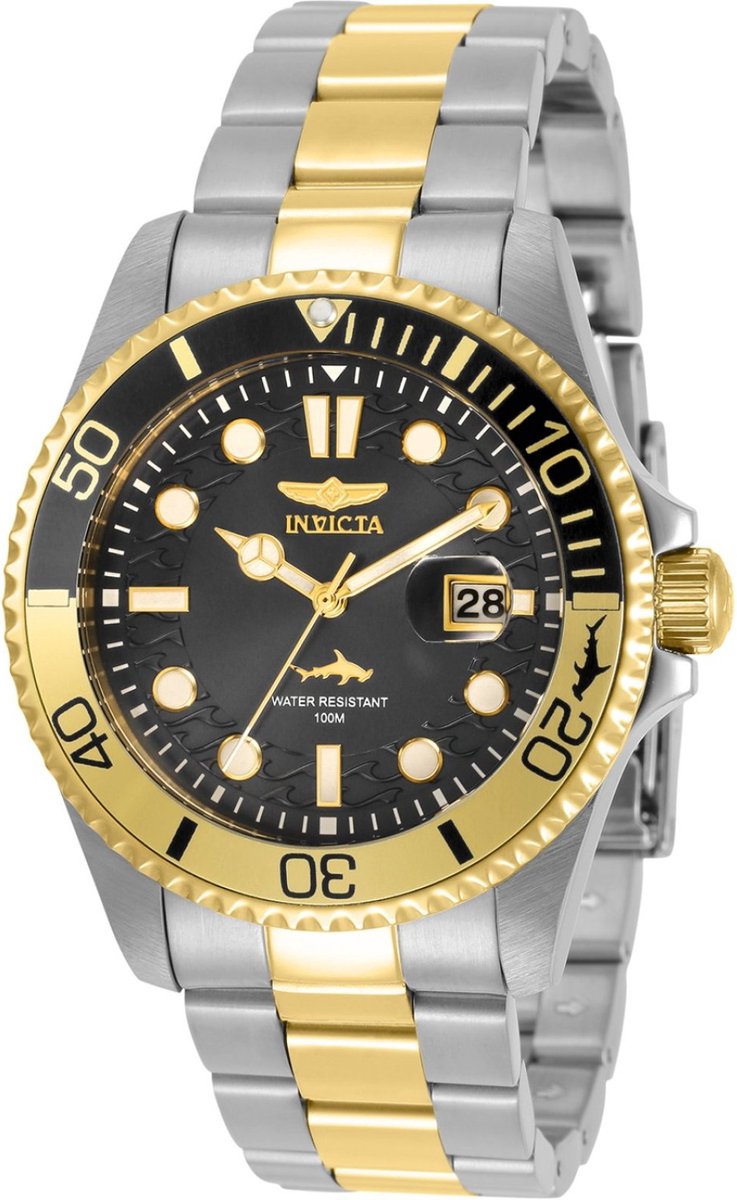 Invicta Pro Diver 30944 Heren Horloge - Waterdicht - Analoog - Quartz Uurwerk - Roestvrij Staal met zwarte Wijzerplaat - 43mm