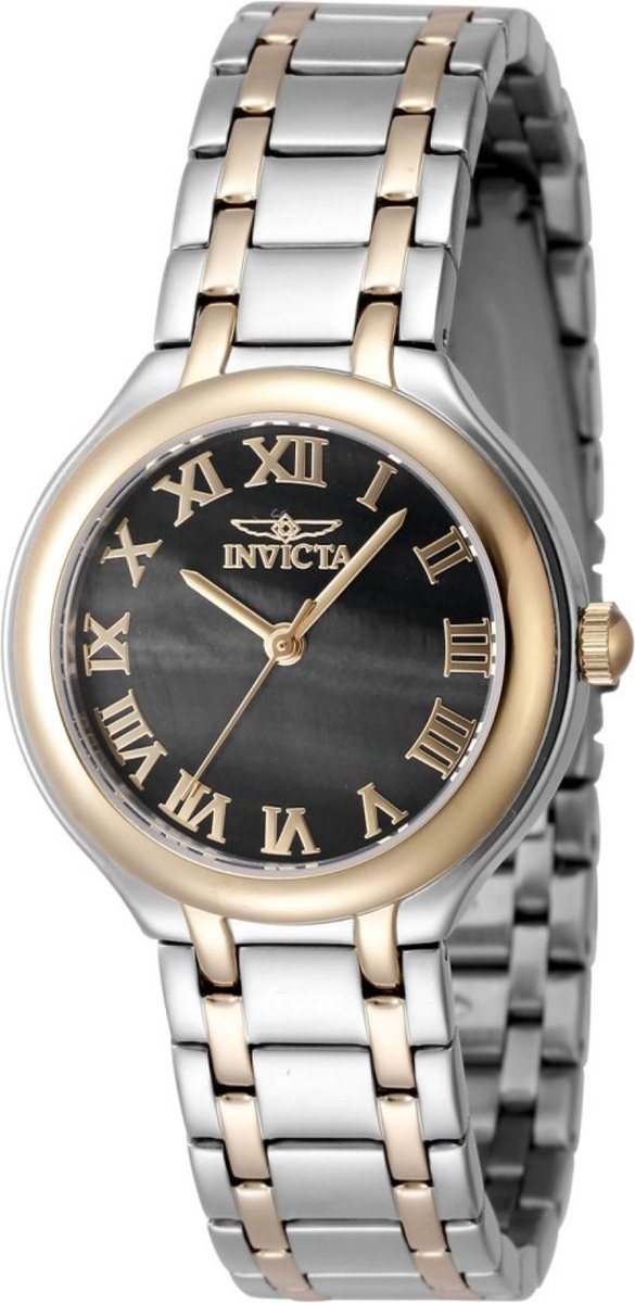 Invicta Wildflower 48233 Dames Horloge - Waterdicht - Analoog - Quartz Uurwerk - Roestvrij Staal met parelmoeren Wijzerplaat - 32mm