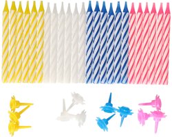 Gekleurde verjaardag taartkaarsjes - 24x stuks - mini kaarsjes - Feestartikelen voor taarten en gebak
