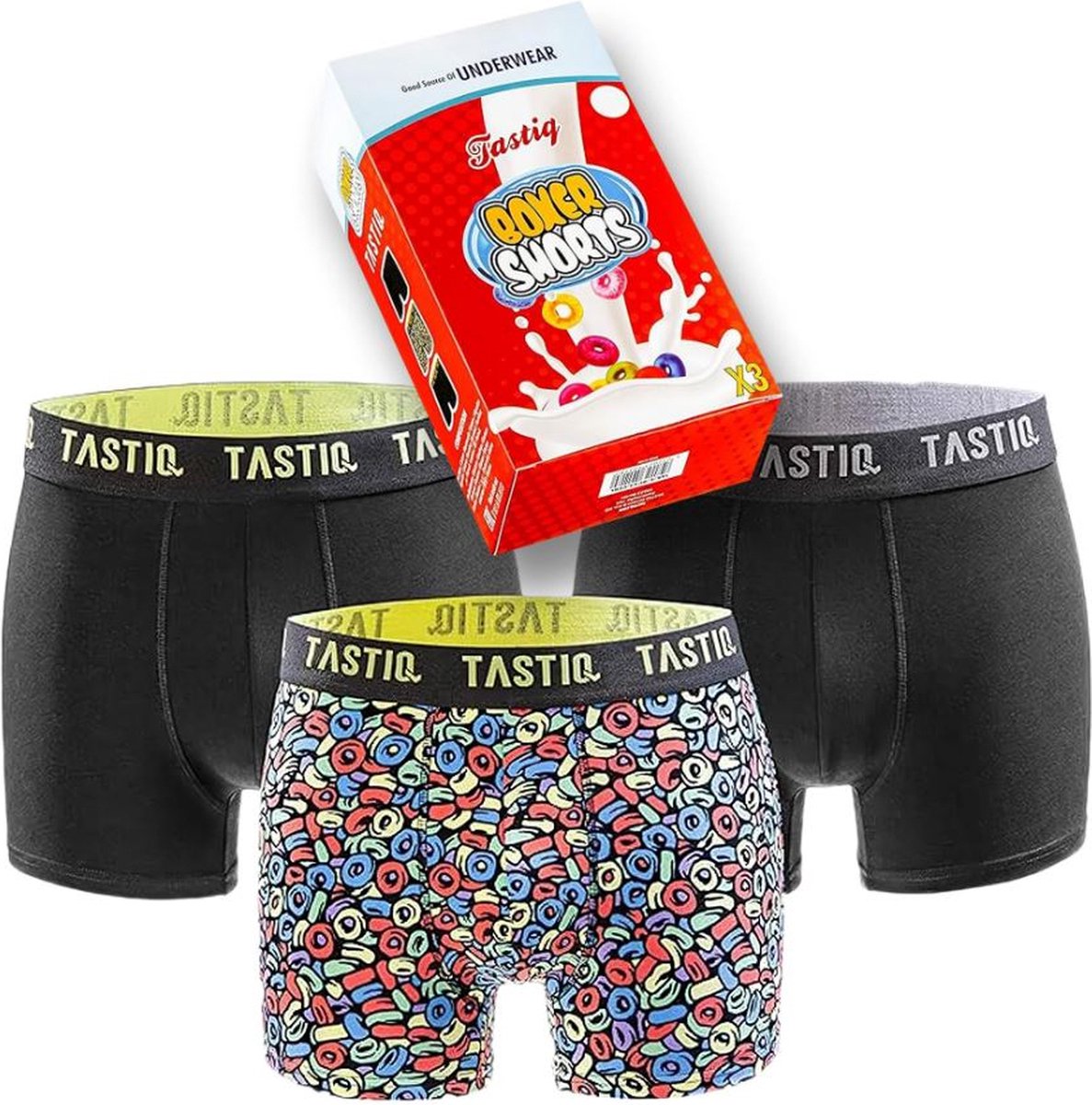 TASTIQ Kellogs - Boxershort Heren - 3 Stuks - Maat XL - Katoen - Comfort & Kwaliteit - Cadeau Giftbox - Onderbroeken Heren - Kerst