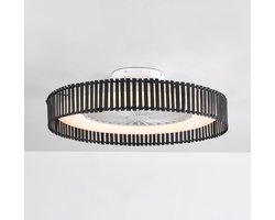 Plafondventilator Cakir met stereffect en aanpasbare kleurtemperatuur - zwarte bamboe kap