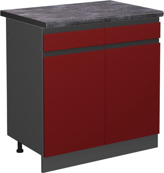 Meuble bas de cuisine Vicco R- Line – 80 cm, WB Anthracite Rouge, WB Anthracite