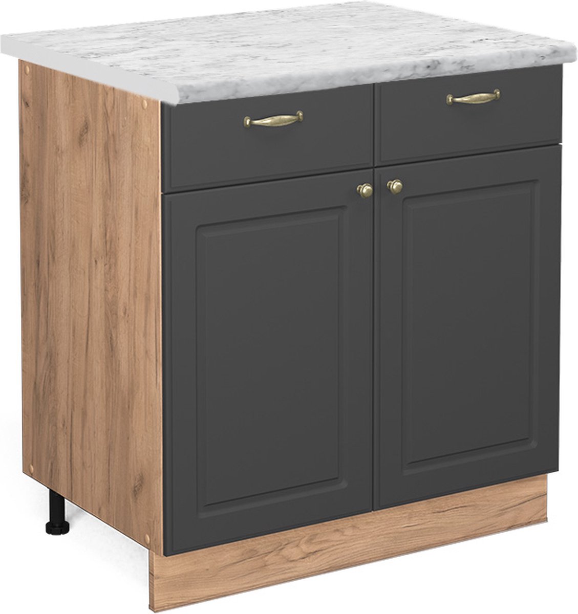 Vicco Fame-Line Keukenonderkast – 80 cm, WB Marmer Antraciet-goud Anthrazit-Gold landelijk/Goudkleurig Eiken
