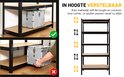 Afbeeldingen die de in hoogte verstelbare planken van de stellingkast tonen.