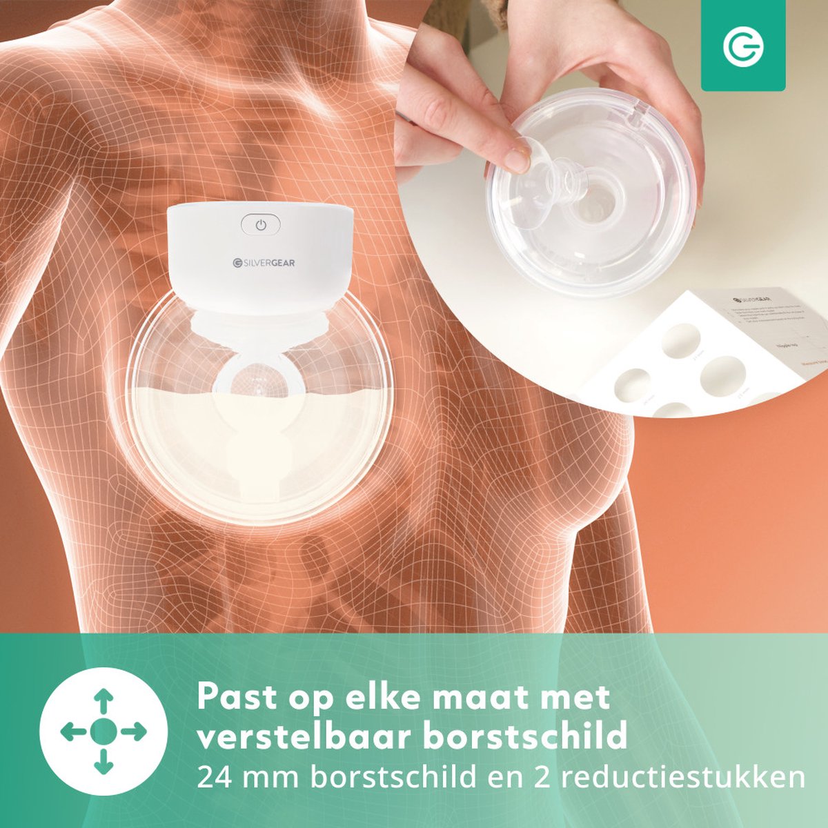 Handsfree Borstkolf 2x Combideal - Elektrisch - Draadloze - 9 Standen - 2 Modes - 3 Maten - Kolfapparaten - BPA-Vrij - Borstvoeding - Baby Spullen - Breast Pump Electric - Met Accessoires Opvangbeker 180ml, BH Gesp - Moedermelk - Wit - Silvergear thumbnail 7