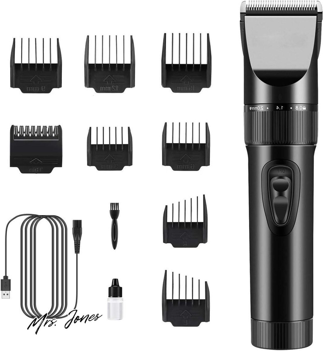 Mrs. Jones Professionele Heren Tondeuse - Baardtrimmer Precisietrimmer - Scheermesset voor Kinderen en Gezinnen - USB Oplaadbaar .