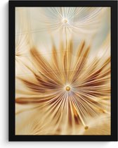 Poster in lijst - Fotolijst 30x40 cm - Posters - Paardenbloem - Beige - Abstract - Modern - Natuur - Posterlijst zwart - Decoratie - Wanddecoratie woonkamer - Muurdecoratie slaapkamer
