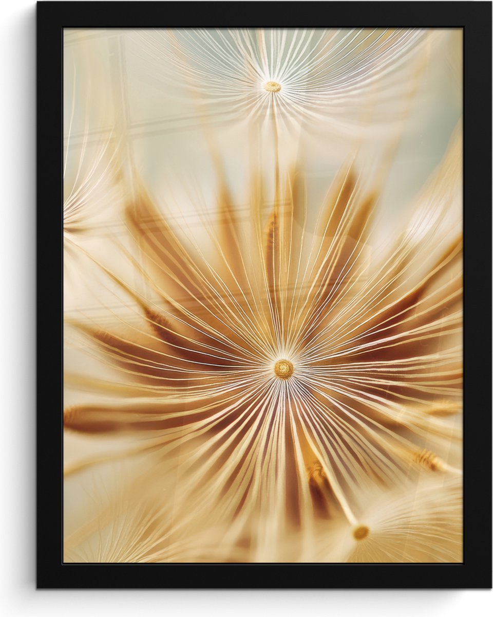 FrameYourWall Poster in lijst - Fotolijst 30x40 cm - Posters - Paardenbloem - Beige - Abstract - Modern - Natuur - Posterlijst zwart - Decoratie - Wanddecoratie woonkamer - Muurdecoratie slaapkamer Paardenbloem - Abstract