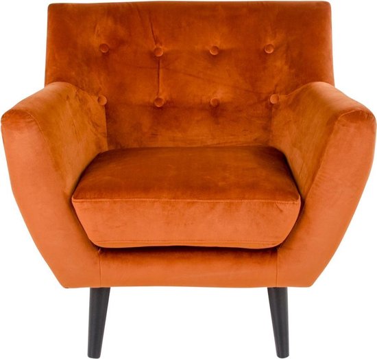 Mona fauteuil in oranje velours. | bol.com