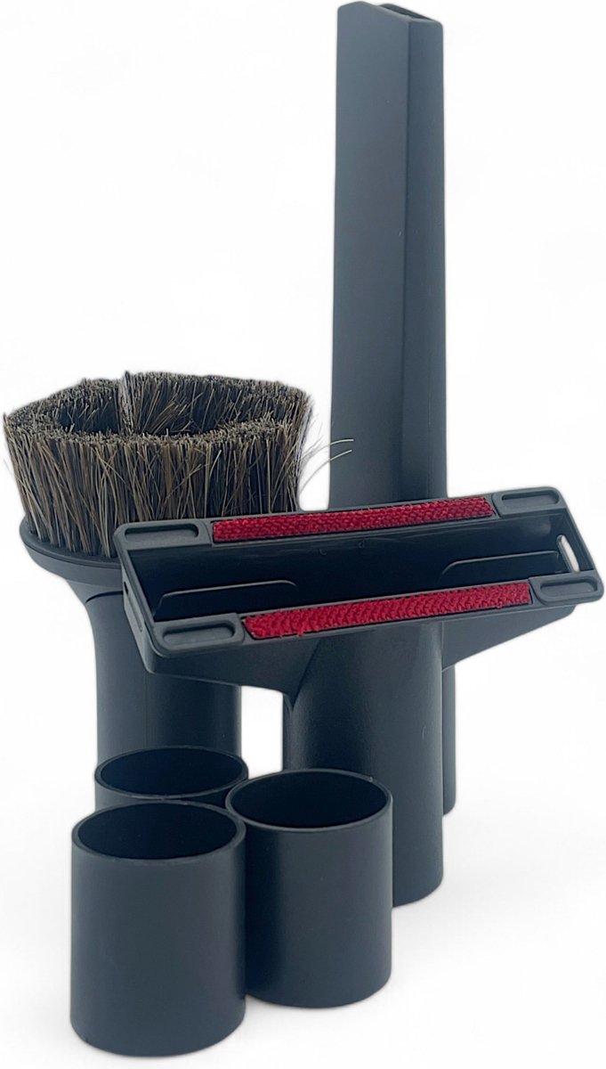 Fixem® 3-Delig kleine zuigmond set hulpstukken voor stofzuiger geschikt voor Miele Philips AEG Karcher Bosch Numatic Nilfisk - 32 & 35mm buizen - plintenzuiger - meubelmond - stofzuiger borstel - inclusief 3 adapter ringen