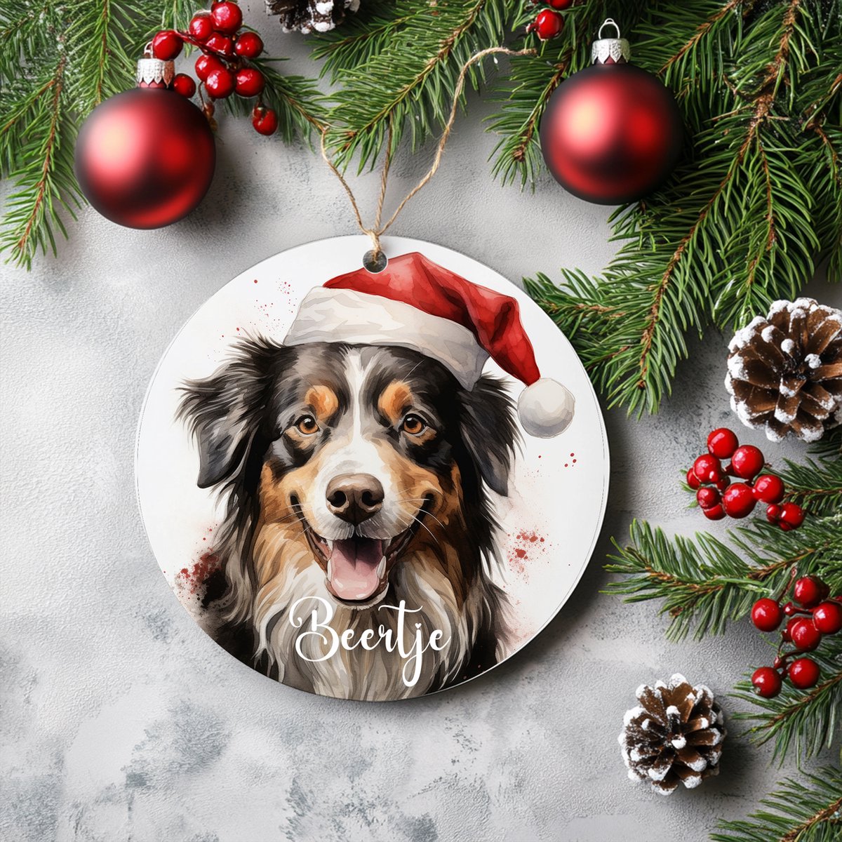 Kerstboom hanger Collie met naam