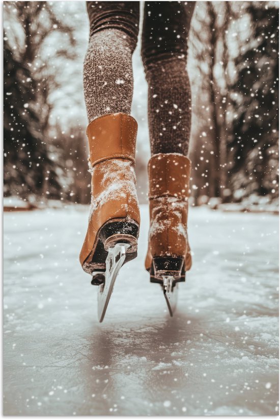 Poster 60x90 cm - Schaatsen - IJs - Winter - Sneeuw - Posters - Kamer decoratie - Wanddecoratie woonkamer - Muurdecoratie slaapkamer