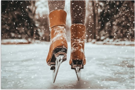 Poster 30x20 cm - Schaatsen - IJs - Winter - Sneeuw - Posters - Kamer decoratie - Wanddecoratie woonkamer - Muurdecoratie slaapkamer