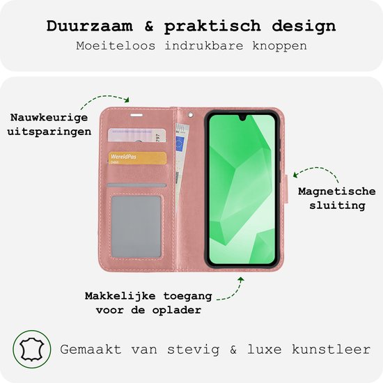 Étui pour Samsung A16 Cover Bookcase Cover Flip Case Book Cover - Étui pour Samsung Galaxy A16 Cover Book Case Cover - Or rose