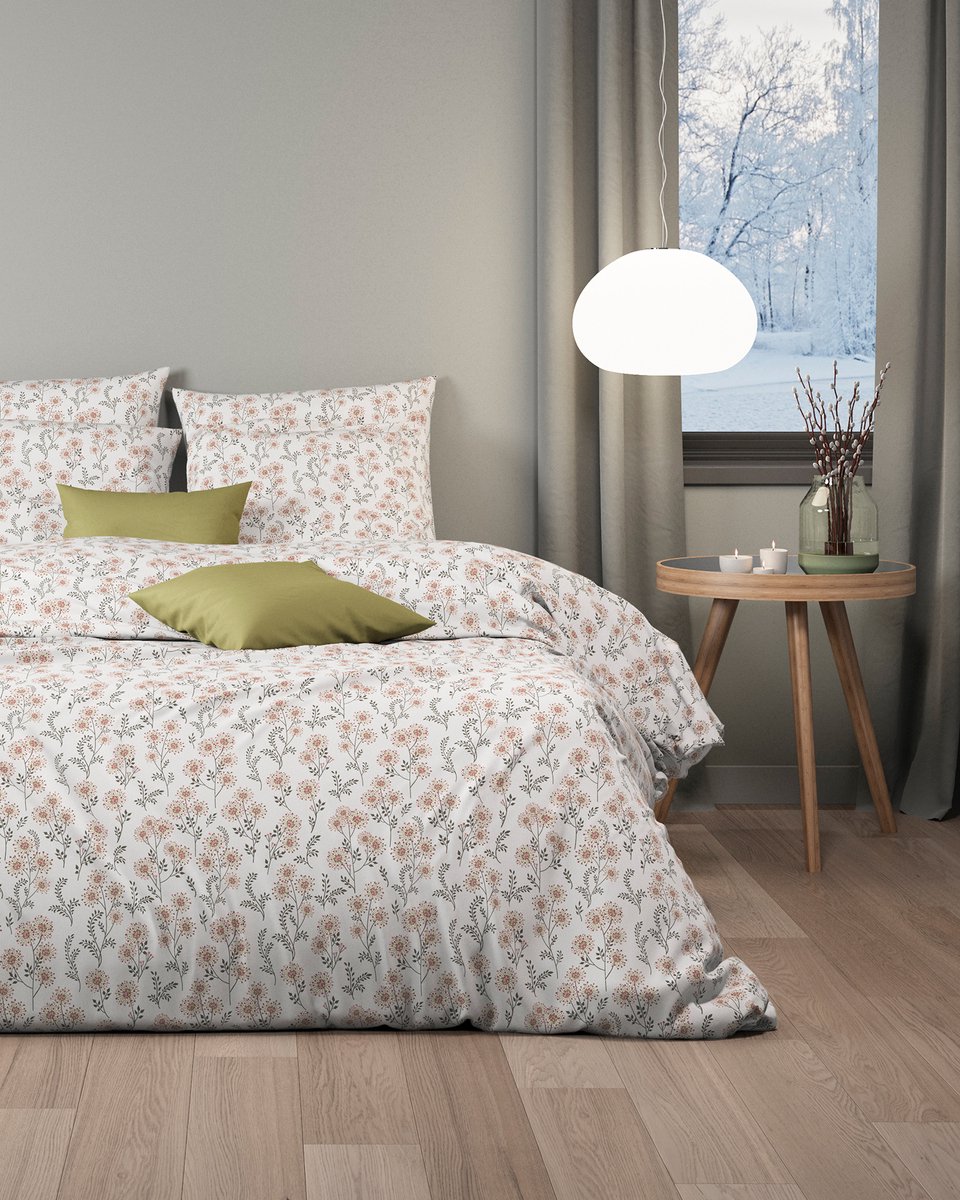 Mistral Home DEKBEDOVERTREK - flanel - 140 x 200 cm + 65 x 65 cm - eenpersoons - botanisch - groen Groen/Rood/Wit