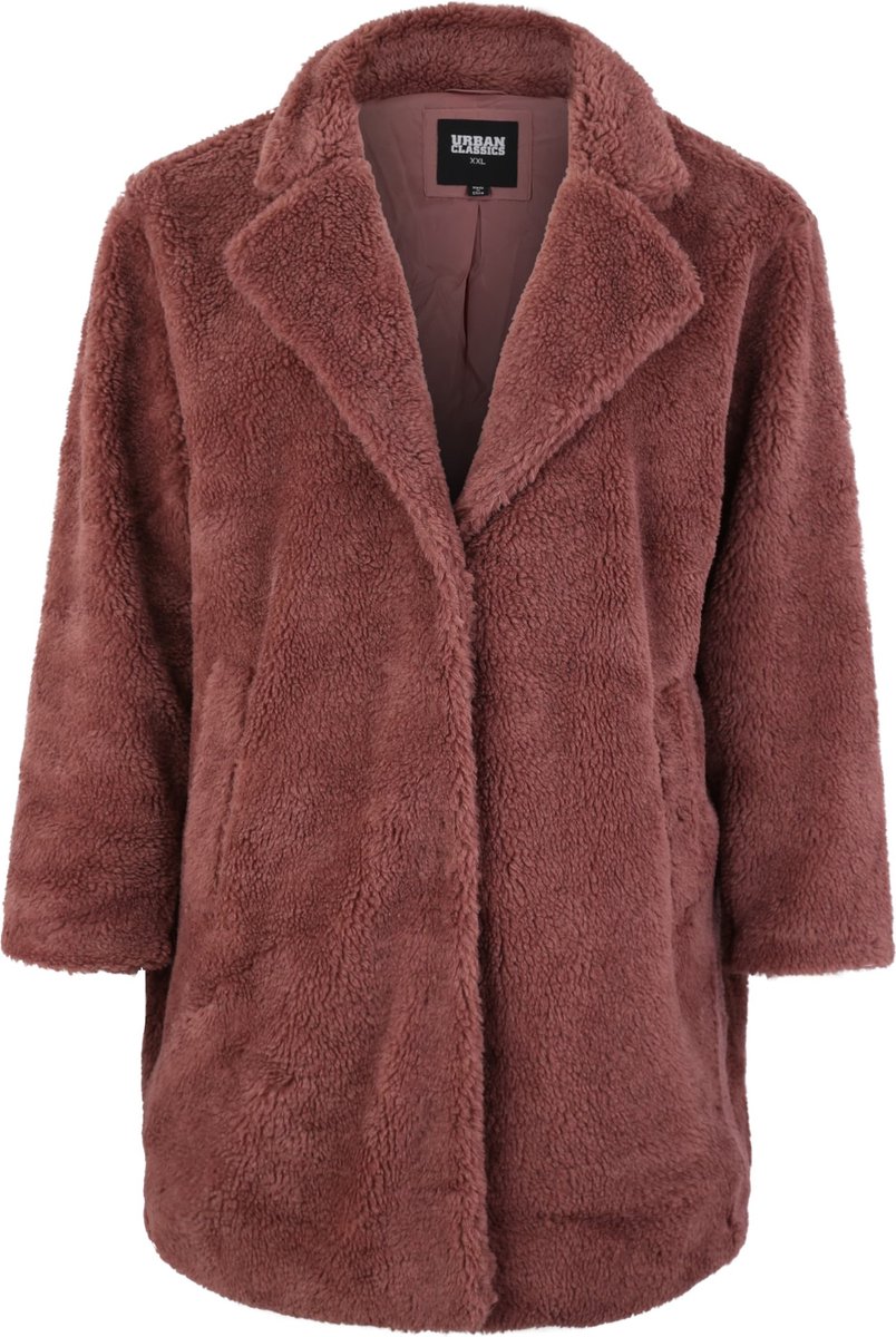 Urban Classics Jas Oversized Sherpa Coat Tb3058 Dark Rose Dames Roze