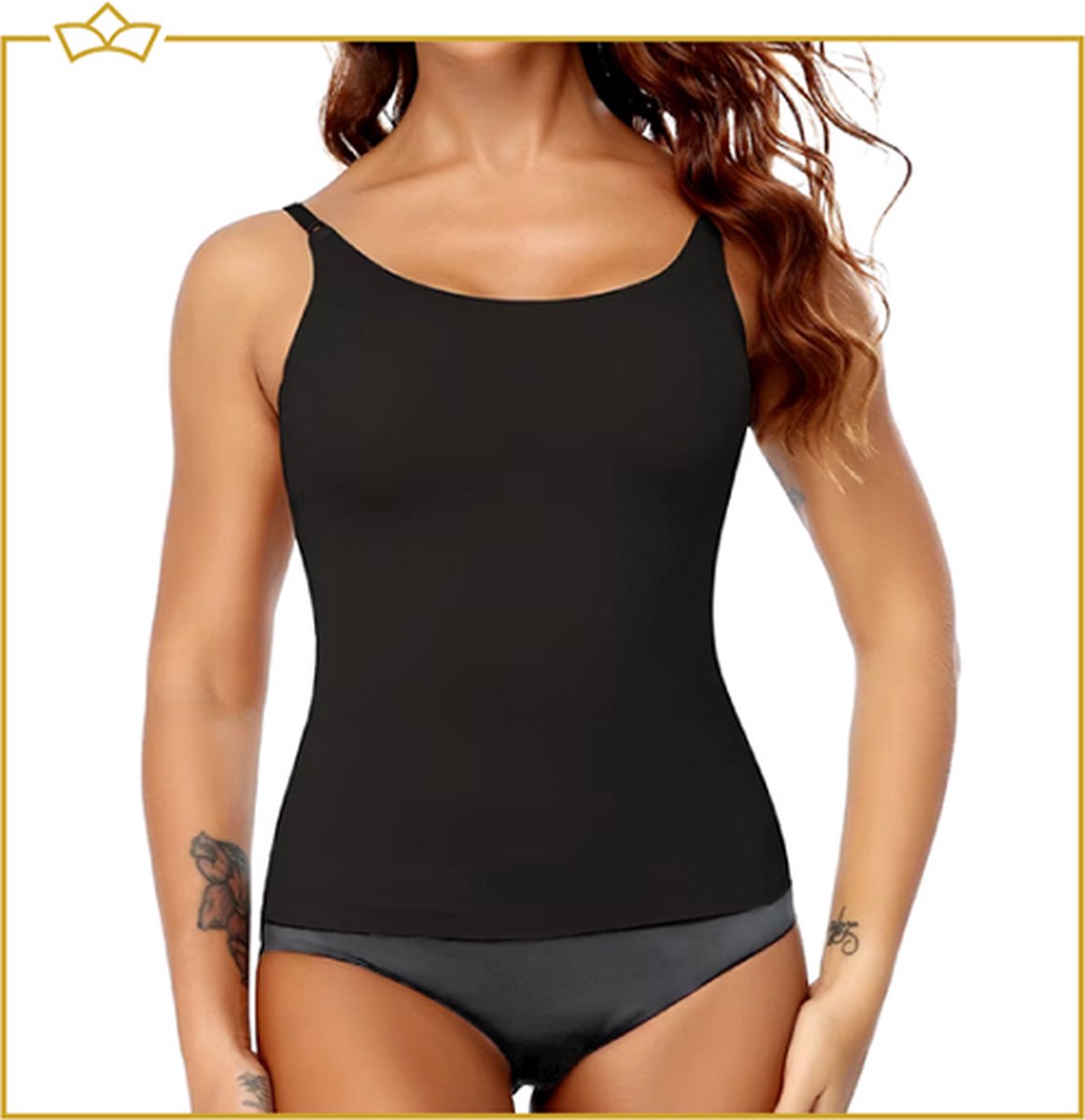 ATTREZZO® Corrigerend hemd Dames - Zwart - Maat L - Shapeware dames